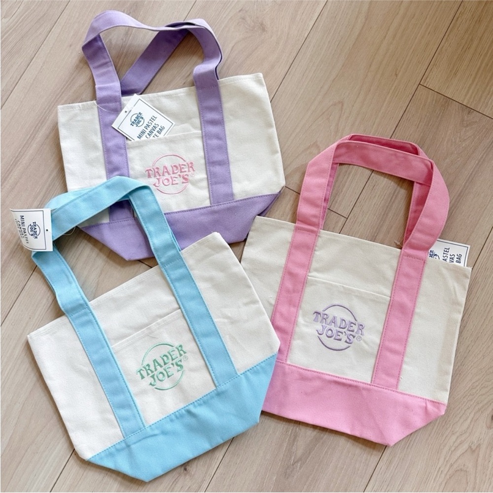 Trader Joe's Canvas Tote Bag - Pink, Blue, Purple, or Green